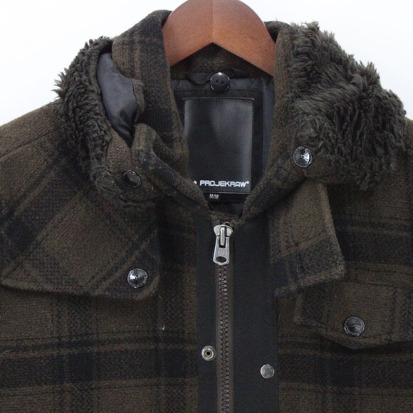 Projek Raw Lumber Jacket Mens Brown Plaid Full Zip Outdoor Multi Pocket Lined M - Picture 5 of 9